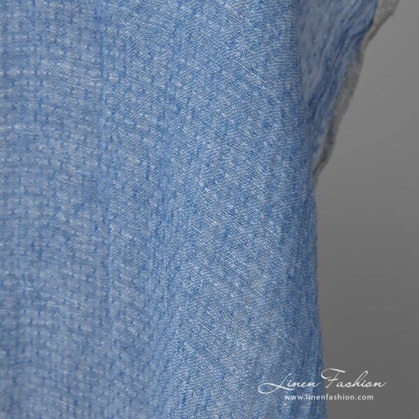 Lightweight washed linen fabric light blue colour edge
