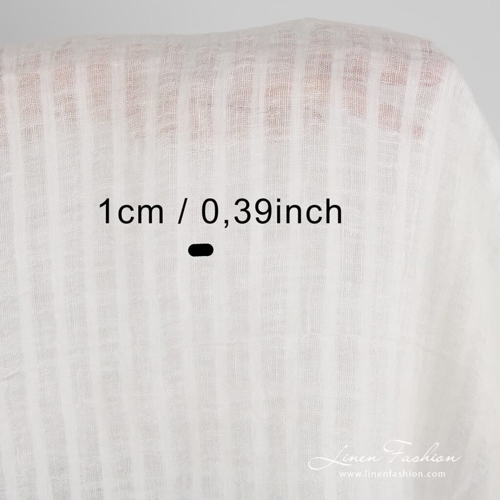 Tissu de lin rayé blanc cassé lavé 4 Off white linen fabric.