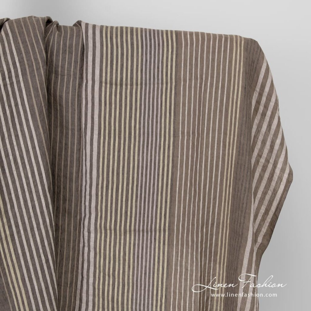 Tissu de lin multicolore lavé à rayures 1 Multicolored linen fabric