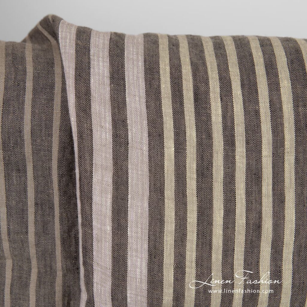 Tissu de lin multicolore lavé à rayures 2 Multicolored linen fabric with stripes
