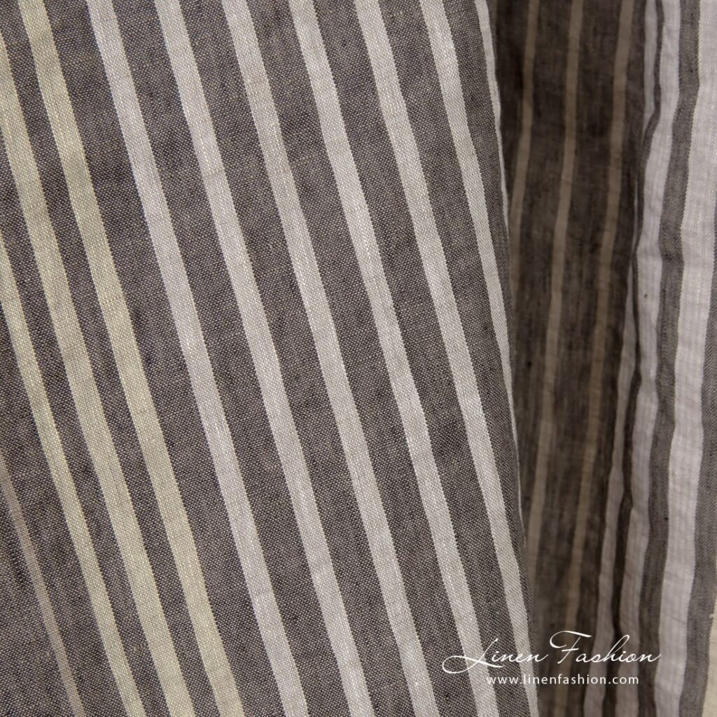 Tissu de lin multicolore lavé à rayures 3 Multicolored linen fabric with stripes, washed fabric