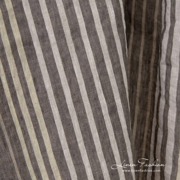 Multicolored linen fabric with stripes, washed fabric