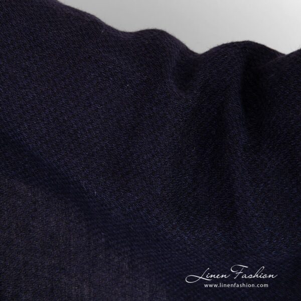 Dark blue linen fabric in fine delicate design