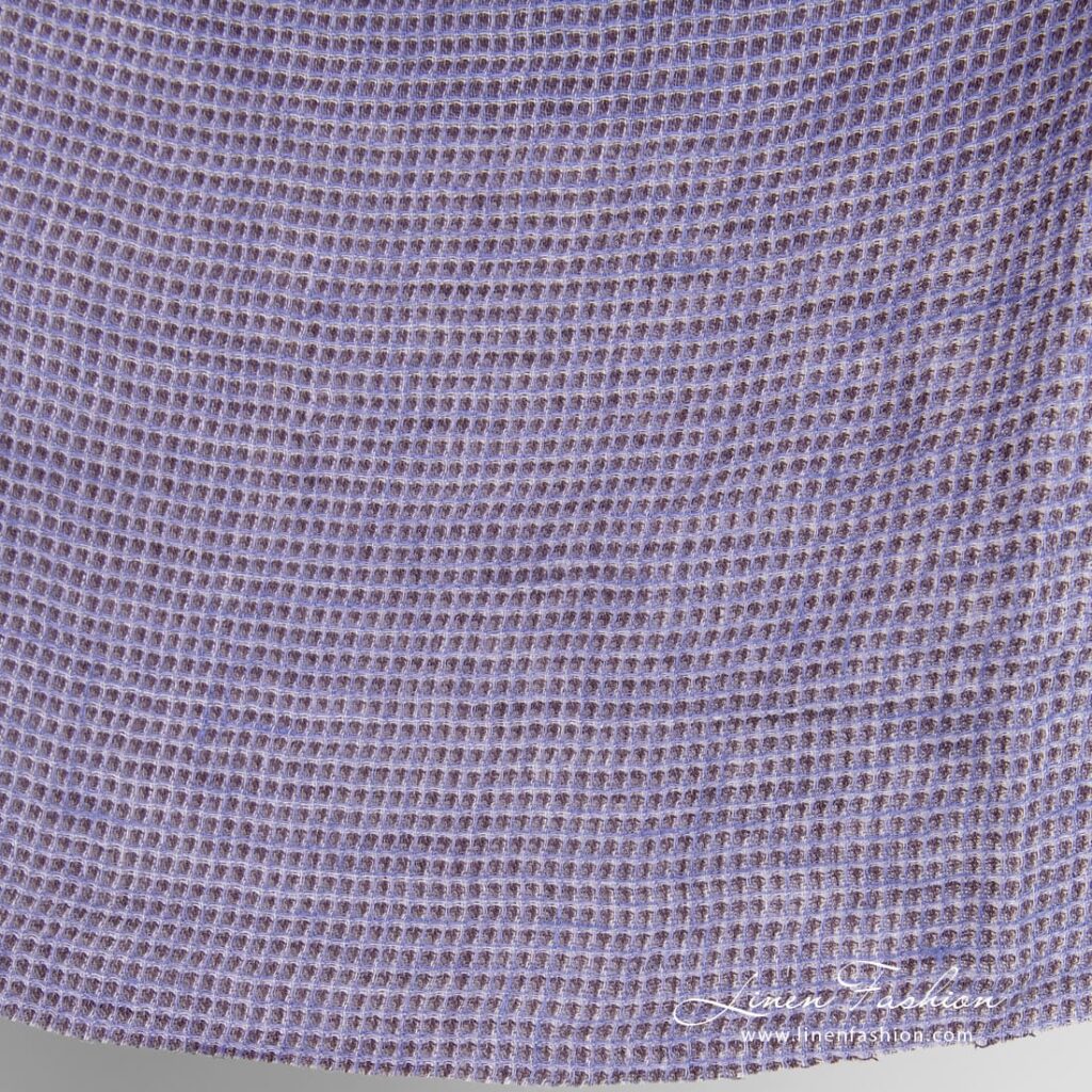 Tissu de lin violet à motif gaufré lavé 3 Violet linen fabric, perfect for bathrobes, towels