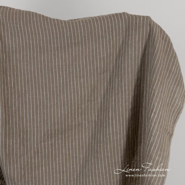 Brown linen fabric in stripes