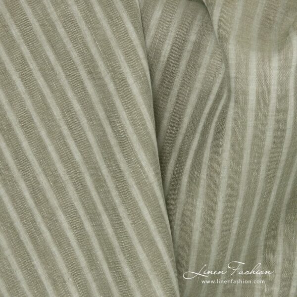 100% linen fabric in green colour.