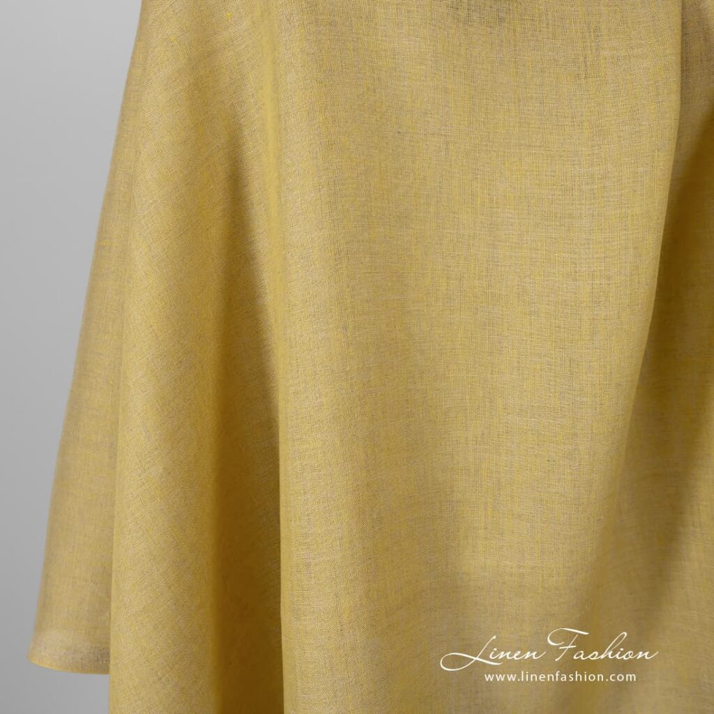 Tissu de lin mélangé jaune 3 100% linen fabric in yellow colour.