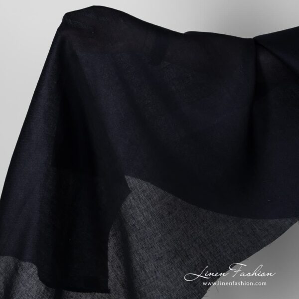 Patterned midnight blue linen fabric.