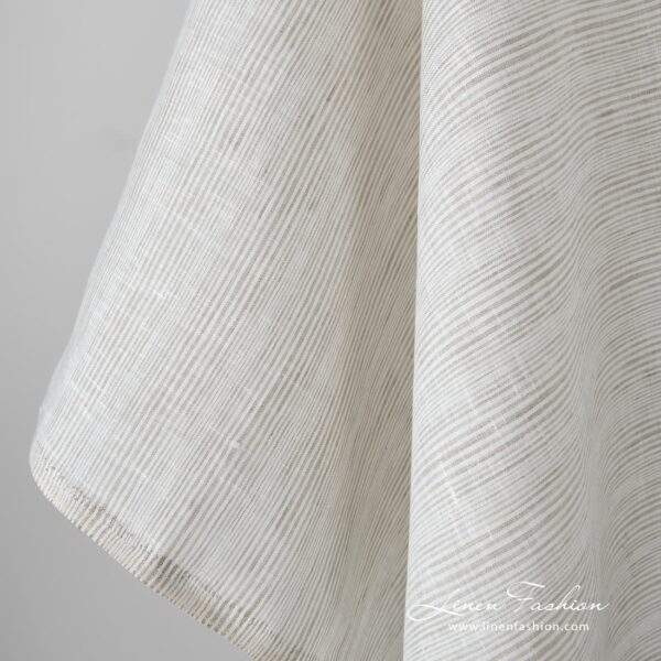 100% linen fabric in brownish grey stripes.