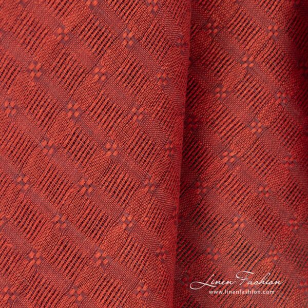Red linen fabric in transparent checks