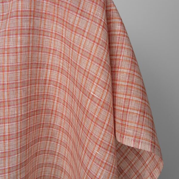 Tissu de lin à carreaux multicolores rouge orangé – Image 2