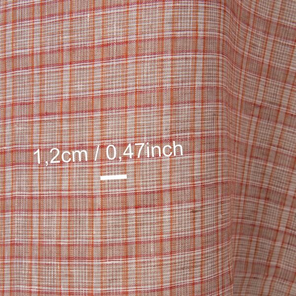 Tissu de lin à carreaux multicolores rouge orangé – Image 4