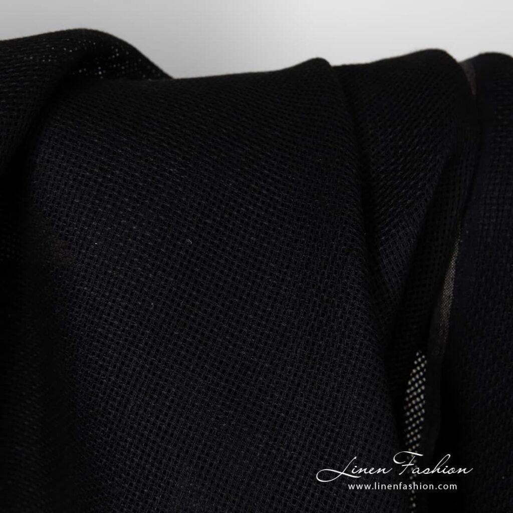 Tissu de lin toile noire 2 Black canvas linen fabric.