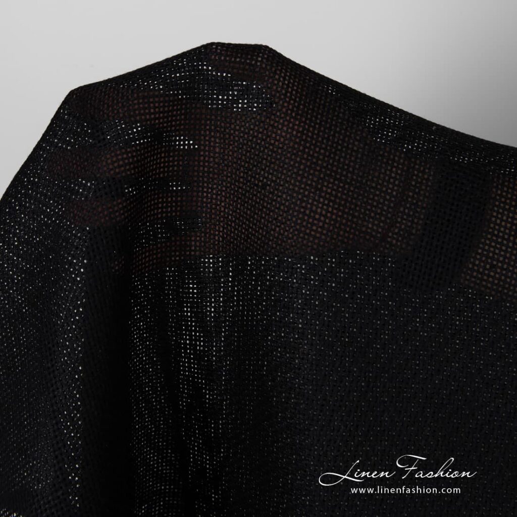 Tissu de lin toile noire 3 100% linen fabric black canvas.