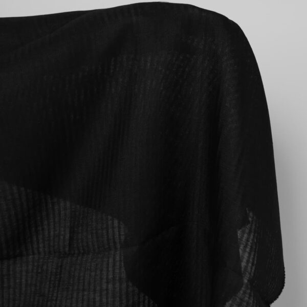 Tissu de lin transparent à rayures noires – Image 2