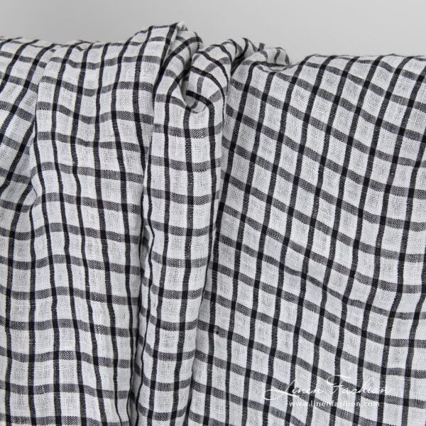 Linen fabric in black and white checks