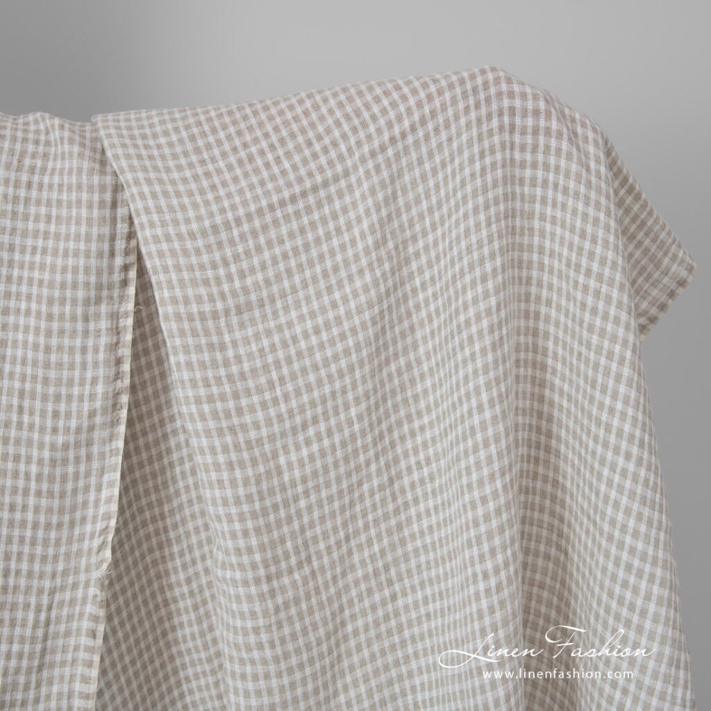 Lin beige à carreaux transparents lavés 1 beige checks transparent linen.
