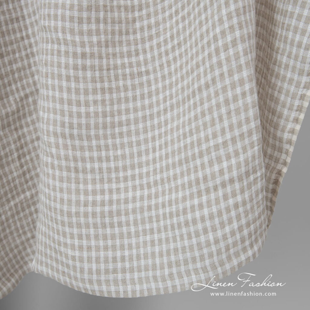 Lin beige à carreaux transparents lavés 3 beige checks transparent linen, for curtains.