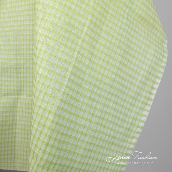 Tissu de lin vert clair à carreaux transparents – Image 5