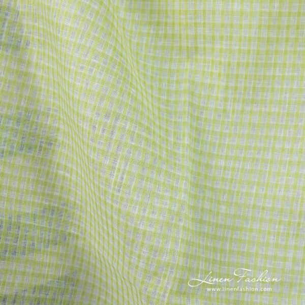 Tissu de lin vert clair à carreaux transparents – Image 4