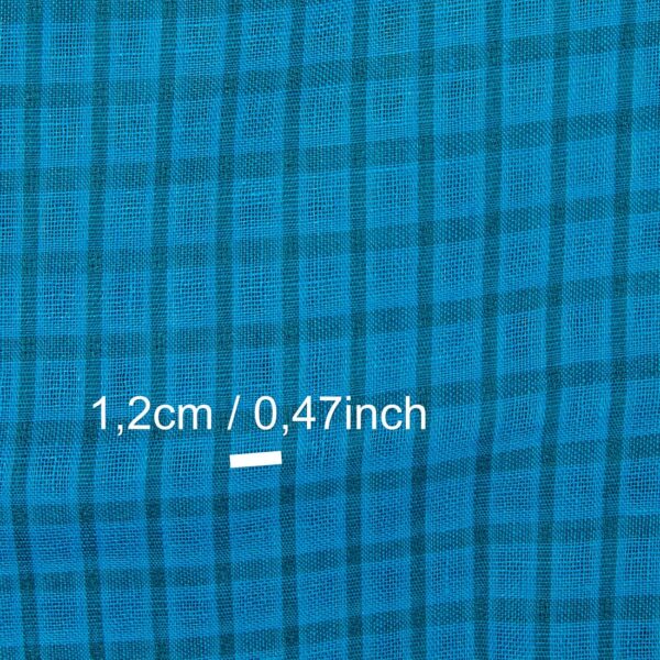 Tissu de lin à carreaux transparents bleu électrique et turquoise – Image 4