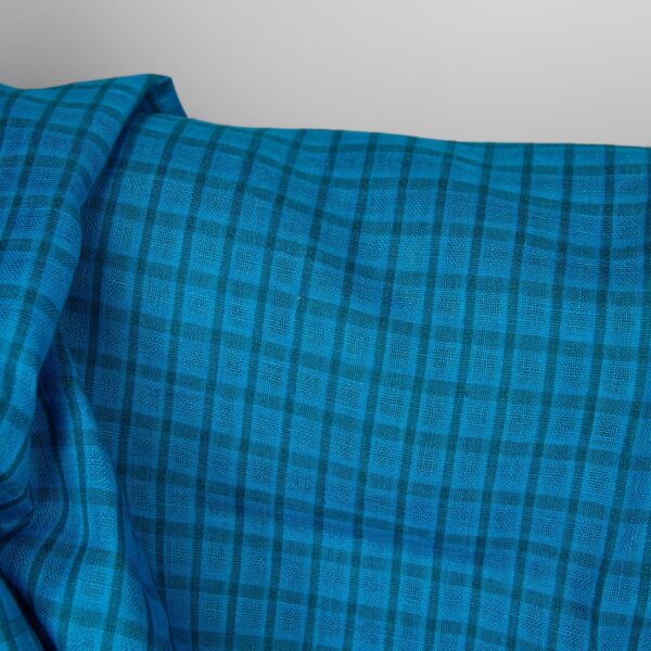 Tissu de lin à carreaux transparents bleu électrique et turquoise – Image 2