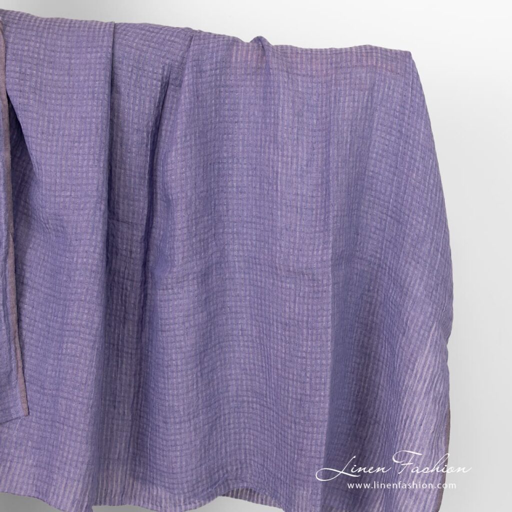 Tissu de lin violet lavé à carreaux à armure ouverte 1 Violet openweave linen fabric