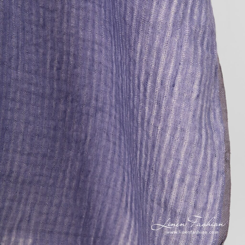 Tissu de lin violet lavé à carreaux à armure ouverte 3 Violet openweave linen fabric in transparent checks