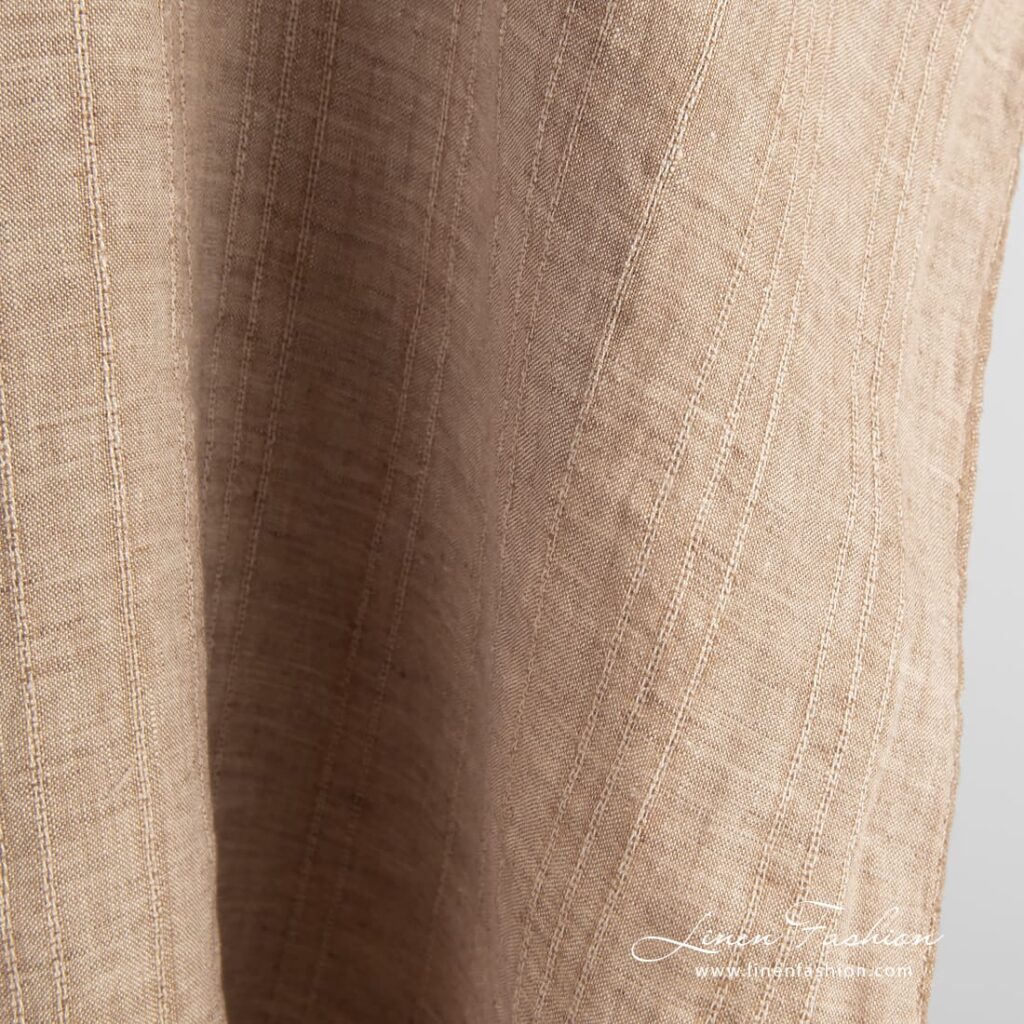 Tissu en lin marron mélangé et lavé 4 Brown 100% linen fabric, specially washed
