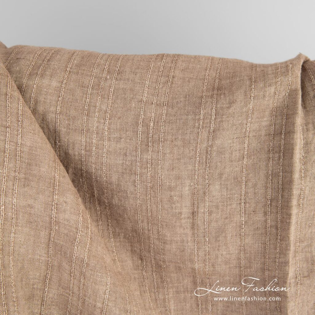 Tissu en lin marron mélangé et lavé 3 Brown 100% linen fabric