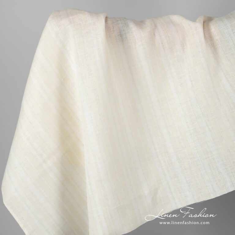 Linen fabric in ecru stripes.
