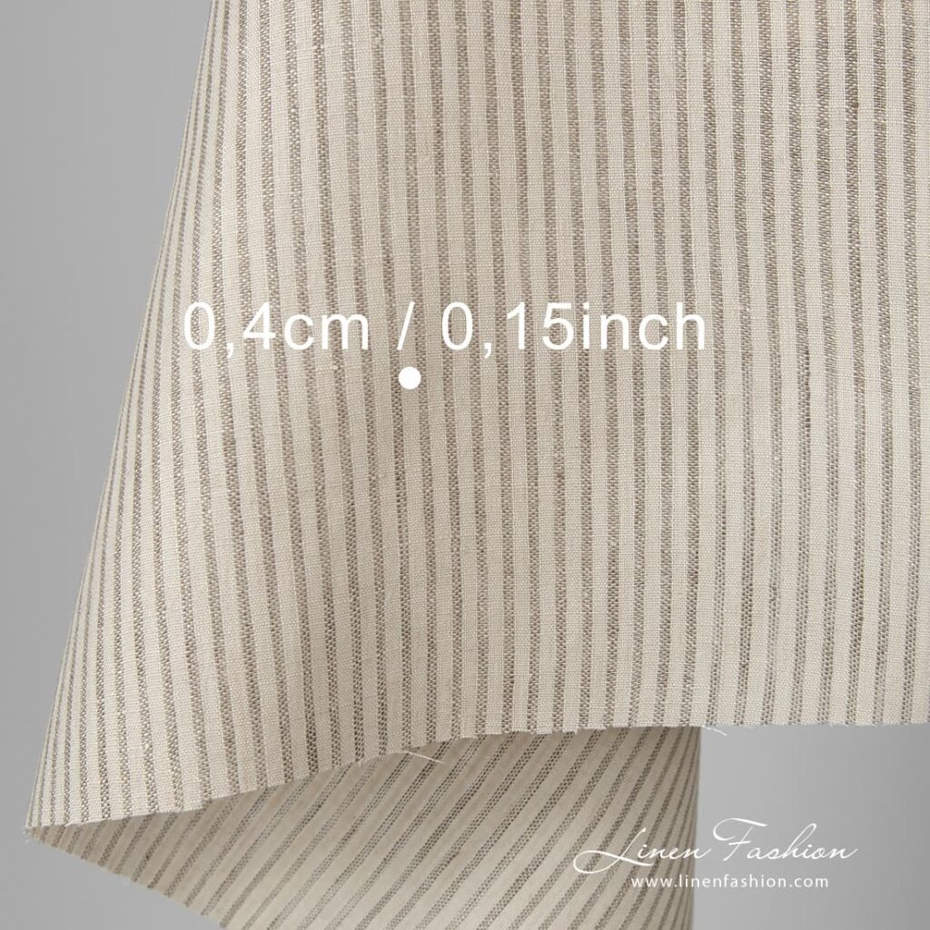 Tissu de lin à rayures beiges 4 100% linen fabric in beige color.