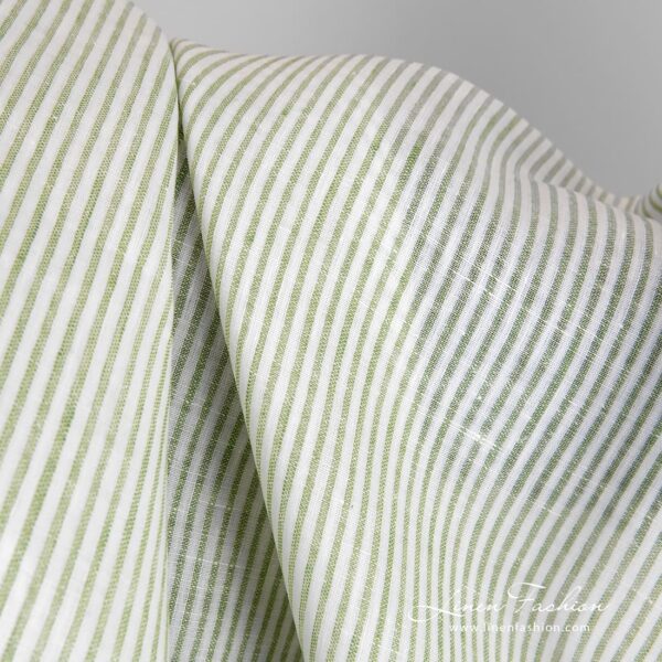 Linen fabric in lime green stripes