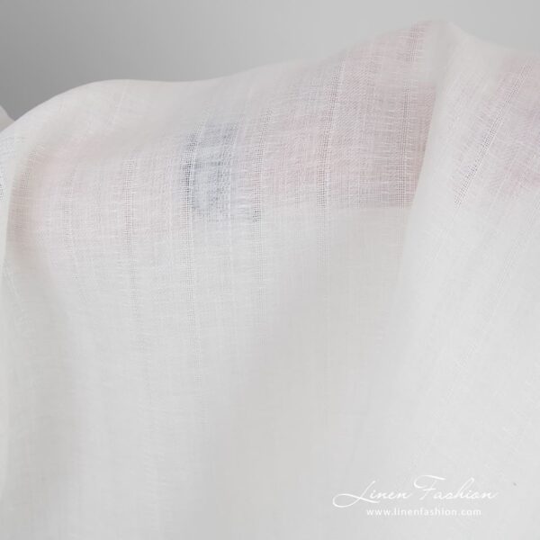 White linen fabric in vertical stripes for clothes and home textile