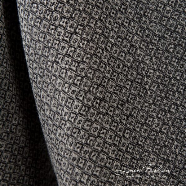 100% linen fabric in grey and black colors