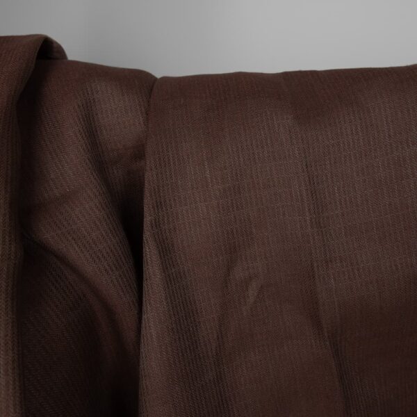 Tissu de lin marron à motifs rayés en sergé ratière – Image 3