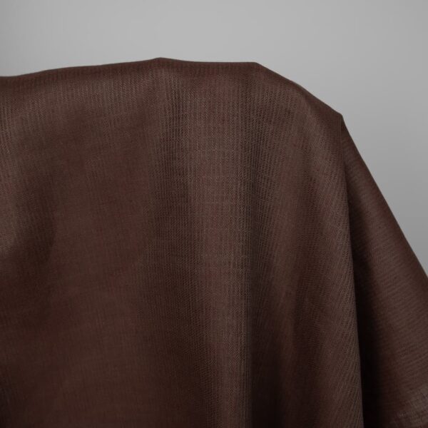 Tissu de lin marron à motifs rayés en sergé ratière – Image 2