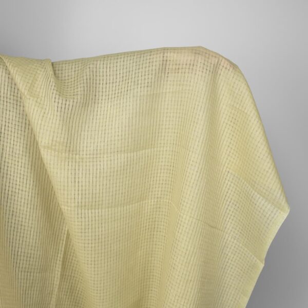Tissu de lin à carreaux transparents jaune verdâtre pâle