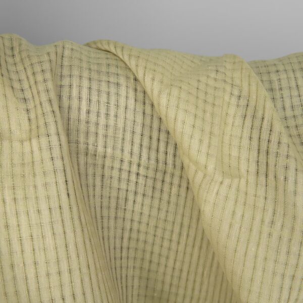 Tissu de lin à carreaux transparents jaune verdâtre pâle – Image 3