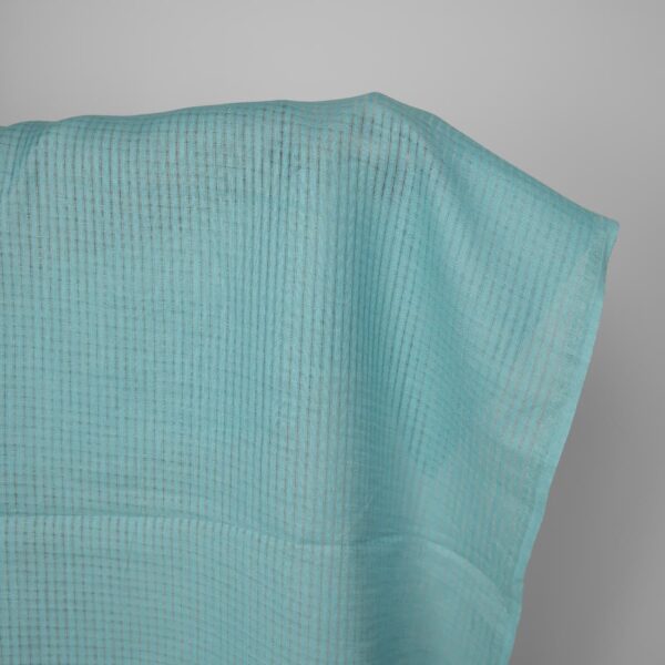 Tissu de lin à carreaux transparents turquoise clair – Image 2