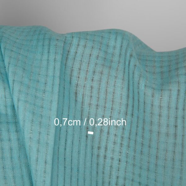 Tissu de lin à carreaux transparents turquoise clair – Image 4