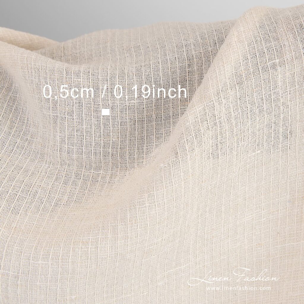 Tissu coton lin beige transparent lavé 4 Beige linen cotton fabric, washed