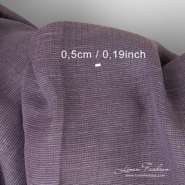 Violet linen cotton fabric, striped