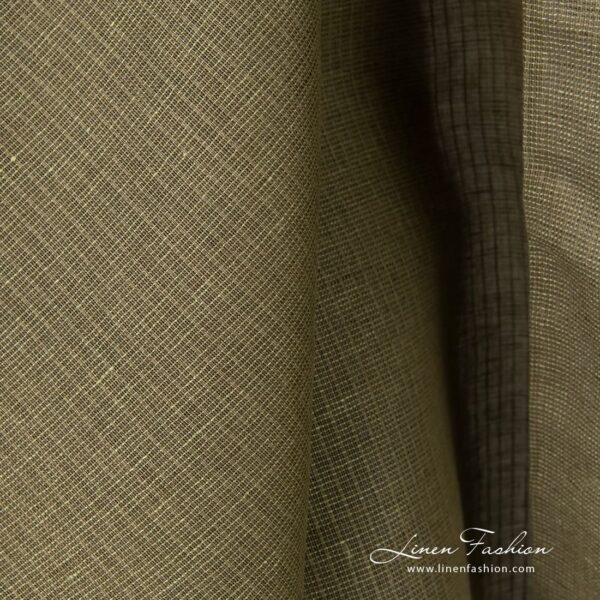 Green linen cotton fabric, transparent