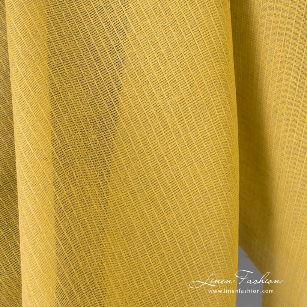 Tissu en coton lin jaune transparent 2 Yellow linen cotton fabric, transparent