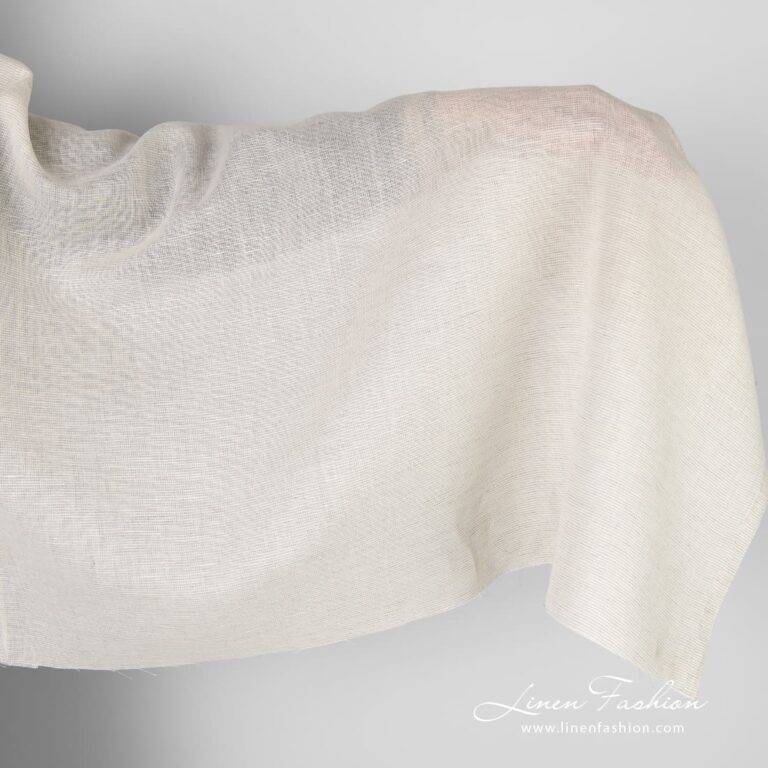 Transparent greyish white linen cotton fabric