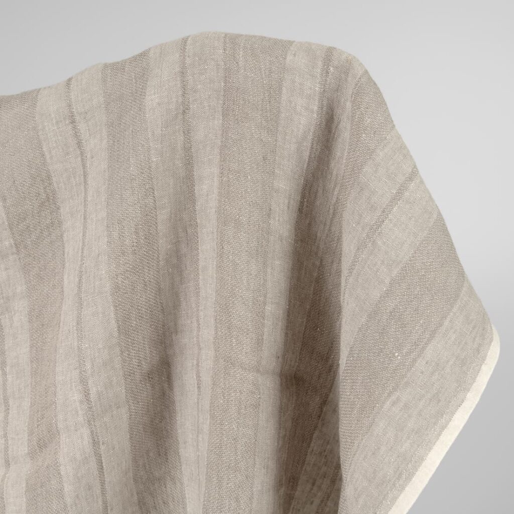 Tissu de lin lavé rayures beiges deux tons 4 Washed linen fabric two tone beige stripes product photo
