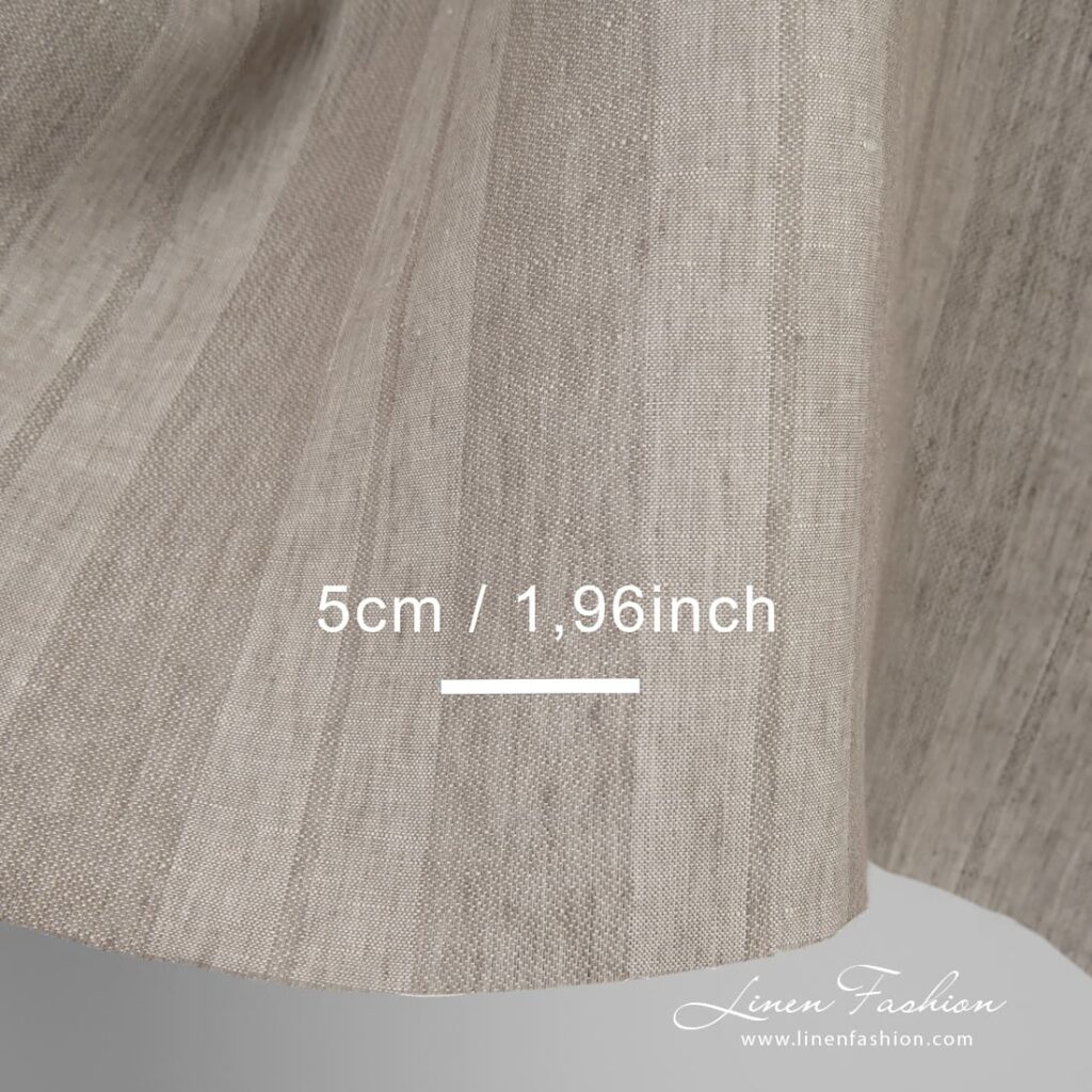 Tissu de lin à rayures de couleur sable 4 Sand color linen fabric in stripes