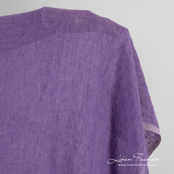 Transparent violet linen fabric in melange, washed