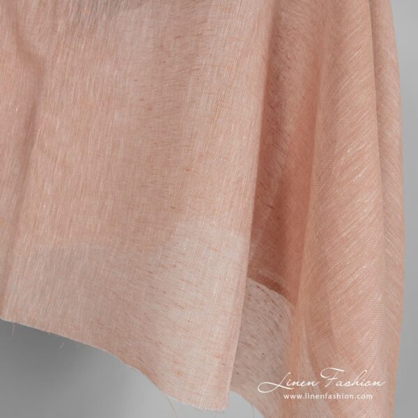 Peach linen fabric in gauze pattern